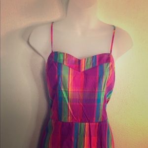 Retro Styled Madras Plaid Rainbow Sundress